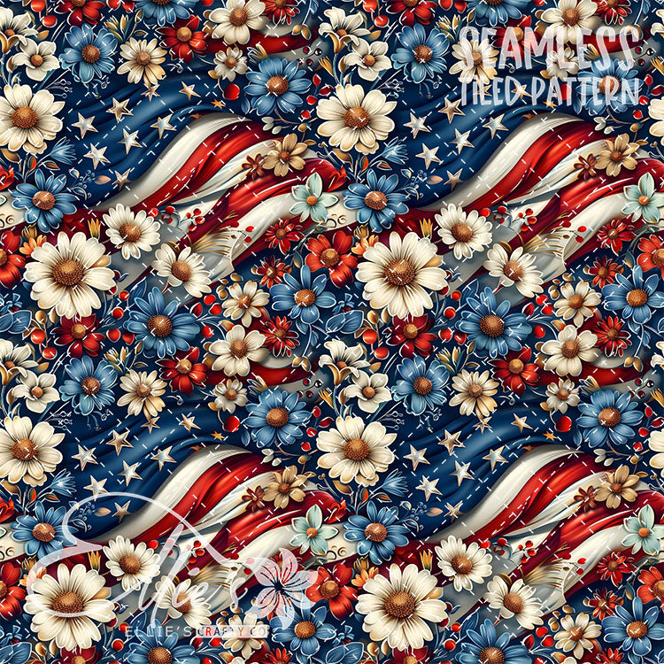 All American - 7 Tiled Pattern Digital Images (Seamless)