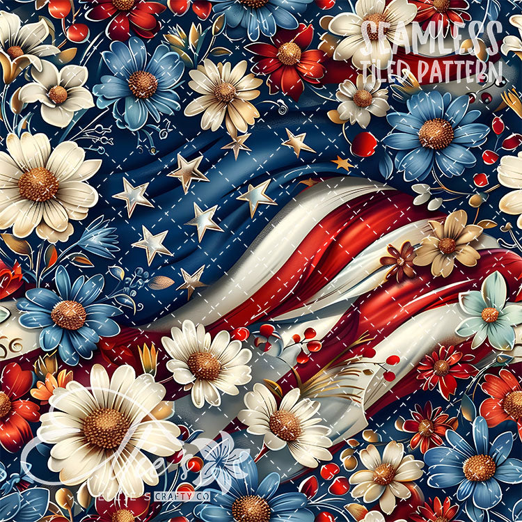 All American - 7 Tiled Pattern Digital Images (Seamless)
