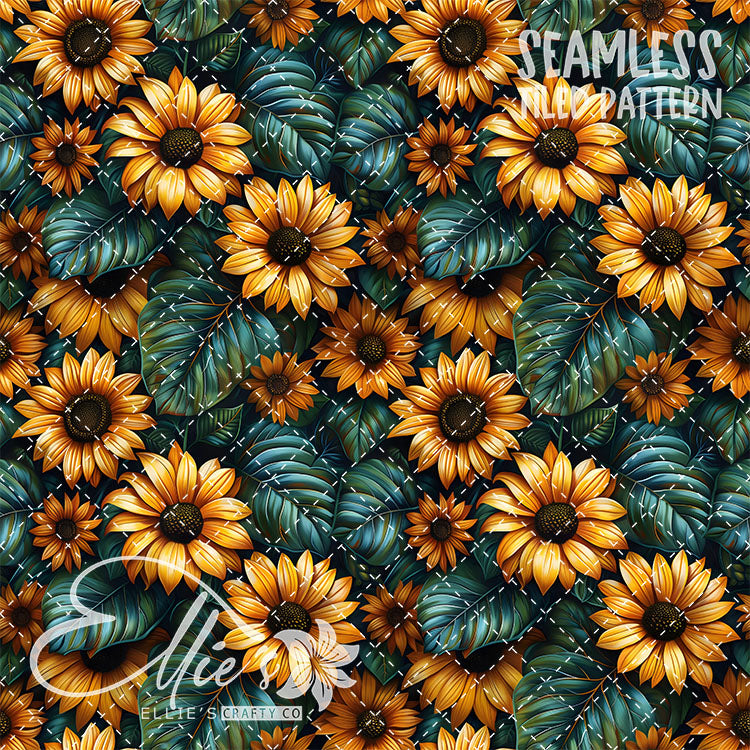Sunflowers - 4 Tiled Pattern Digital Images (Seamless)