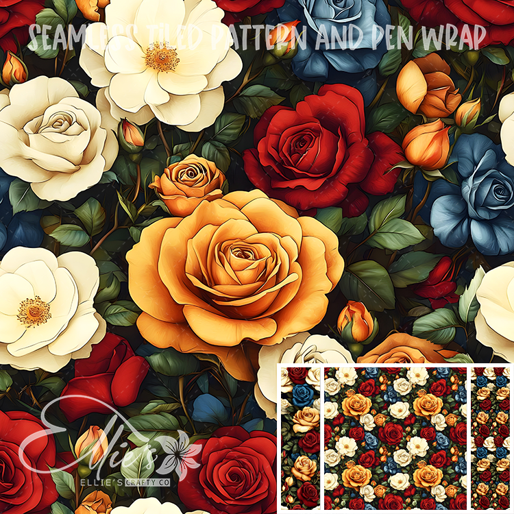 Floral 105 - Seamless Tiled Pattern Digital Images for Vinyl/Tumbler Wraps & Pen Wraps