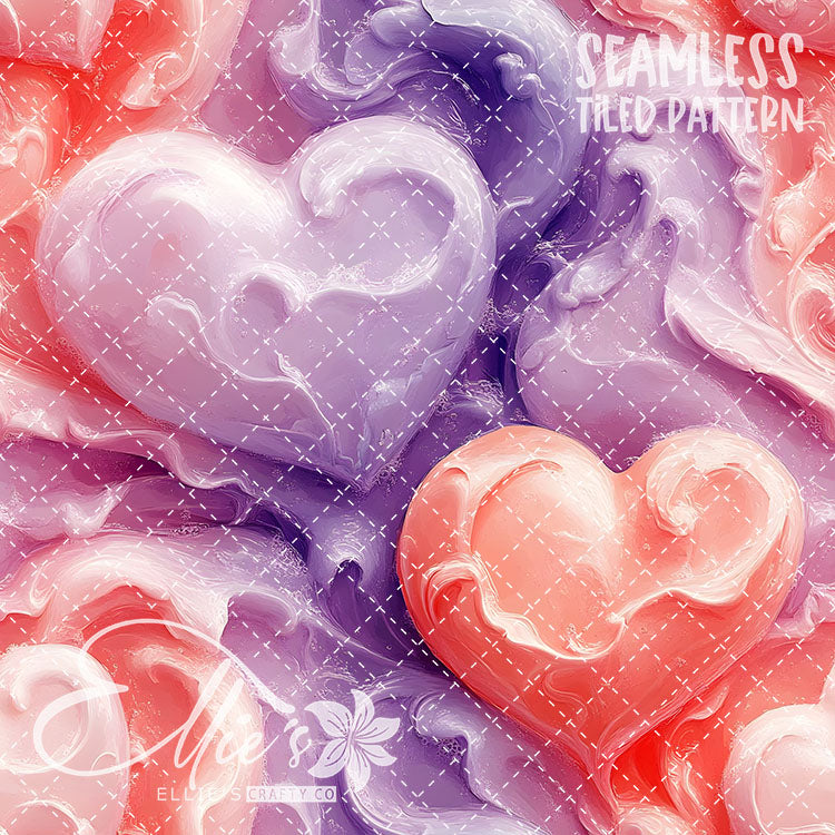 Pastel Hearts Valentines - 21 Tiled Pattern Digital Images (Seamless)