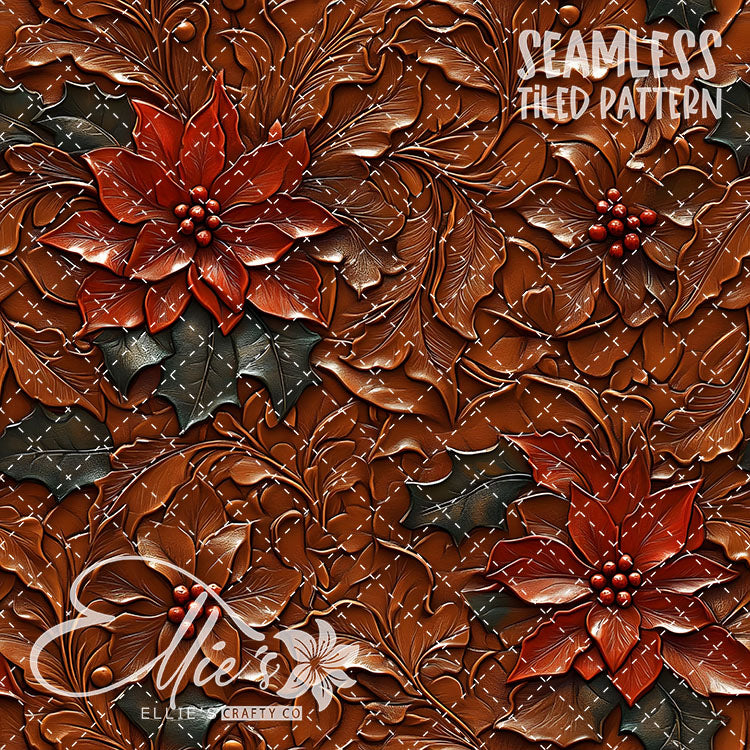 Florals Poinsettia V4 - 10 Tiled Pattern Digital Images (Seamless)