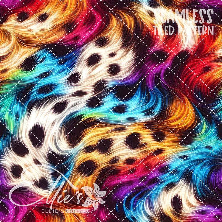 Neon Leopard Rainbow - 10 Tiled Pattern Digital Images (Seamless)