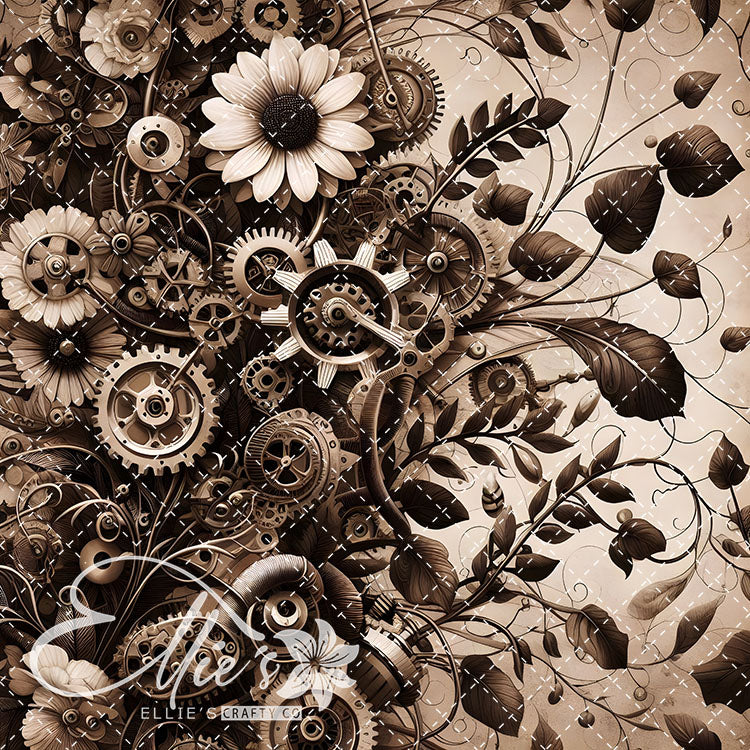 Steampunk Floral V1 22 Digital Images (Not Seamless)