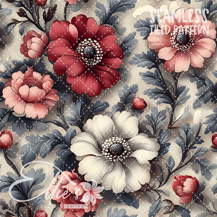 Rococo Blush - 15 Tiled Pattern Digital Images (Seamless)