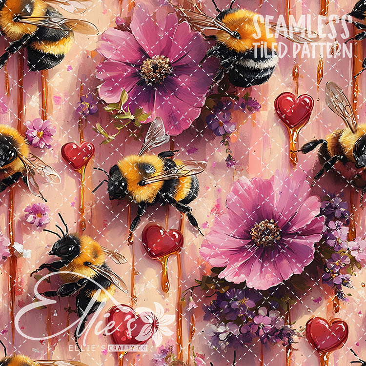 Bee Love Bundle 2 - 30 Tiled Pattern Digital Images (Seamless)