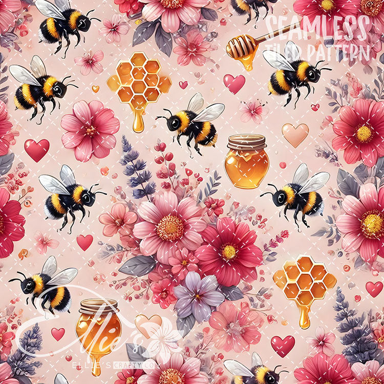 Bee Love Bundle 1 - 26 Tiled Pattern Digital Images (Seamless)