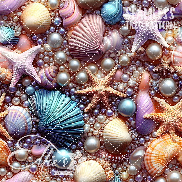 Seashells and Pearls - 14 Tiled Pattern Digital Images (Seamless)