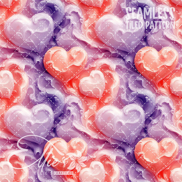 Pastel Hearts Valentines - 21 Tiled Pattern Digital Images (Seamless)