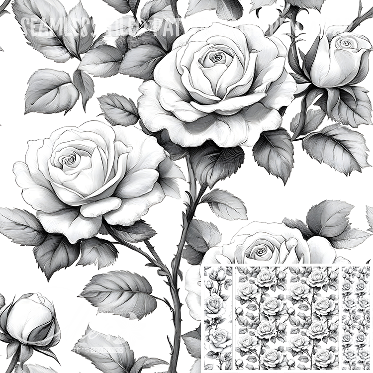 Floral 113 - Seamless Tiled Pattern Digital Images for Vinyl/Tumbler Wraps & Pen Wraps