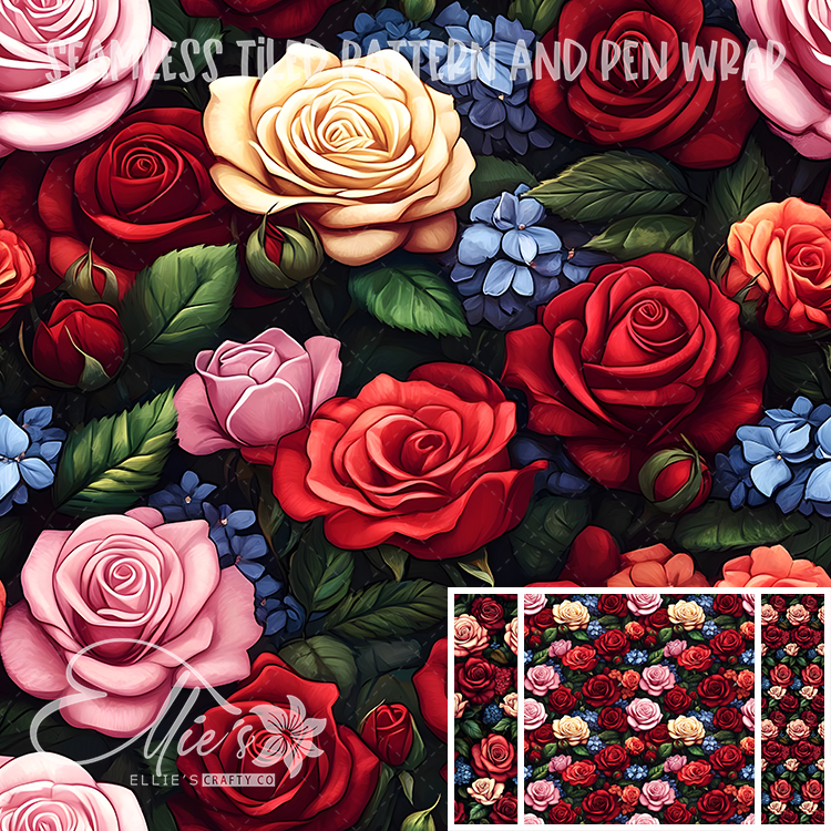 Floral 115 - Seamless Tiled Pattern Digital Images for Vinyl/Tumbler Wraps & Pen Wraps