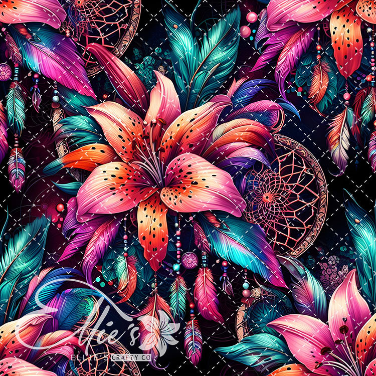 Floral Native American Neon Lilies 20 Digital Images (Not Seamless)