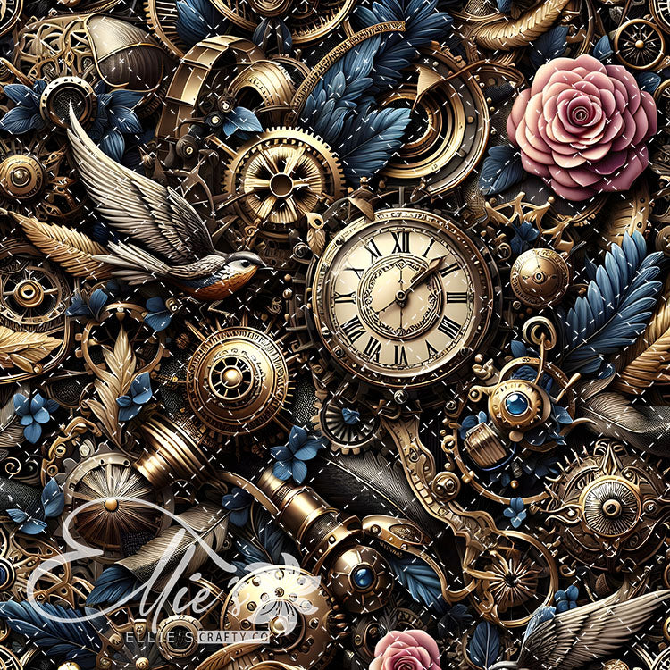 Steampunk Floral V1 22 Digital Images (Not Seamless)