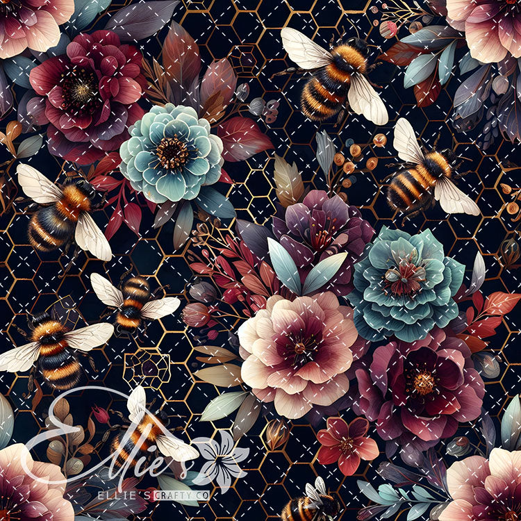 Floral Bees Colorful 22 Digital Images (Not Seamless)