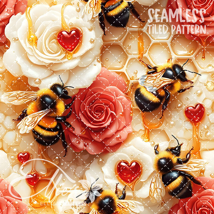 Bee Love Bundle 2 - 30 Tiled Pattern Digital Images (Seamless)