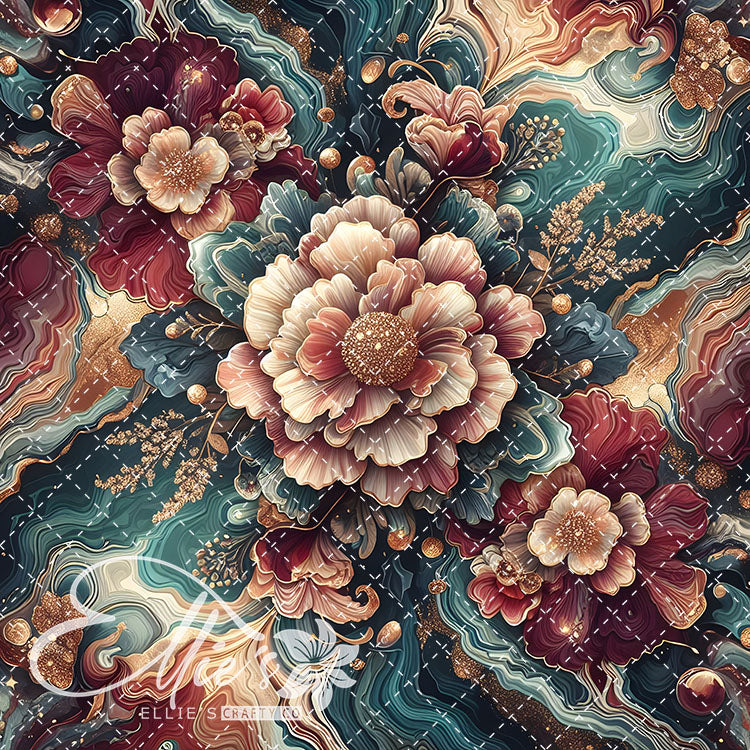 Marble Floral V1 22 Digital Images (Not Seamless)