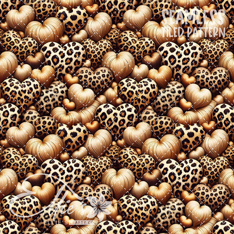 Leopard and Hearts - 25 Tiled Pattern Digital Images (Seamless)