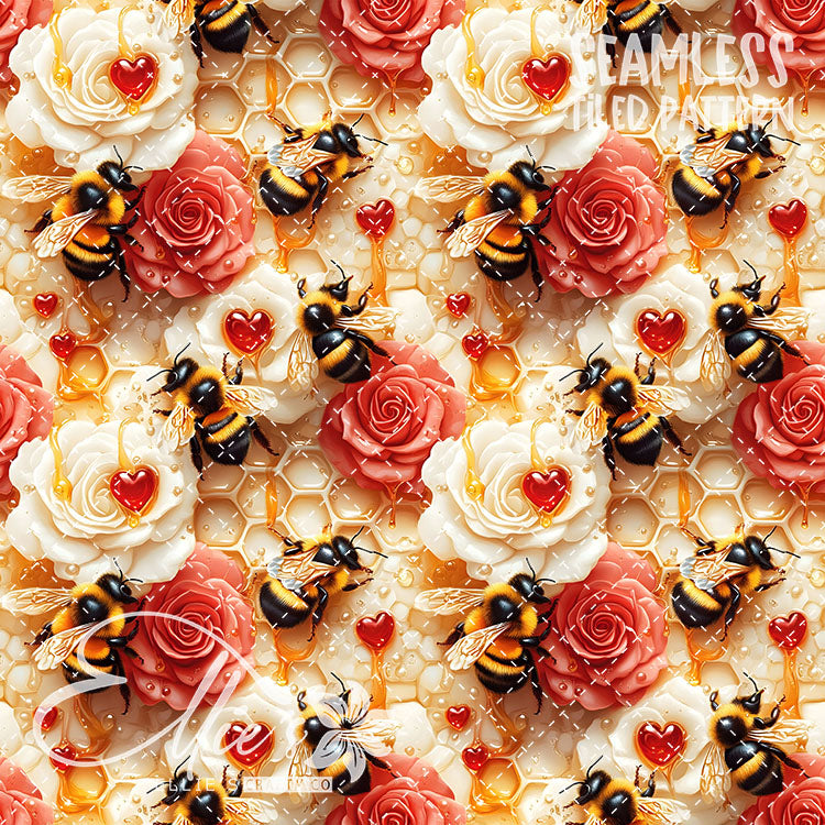Bee Love Bundle 2 - 30 Tiled Pattern Digital Images (Seamless)