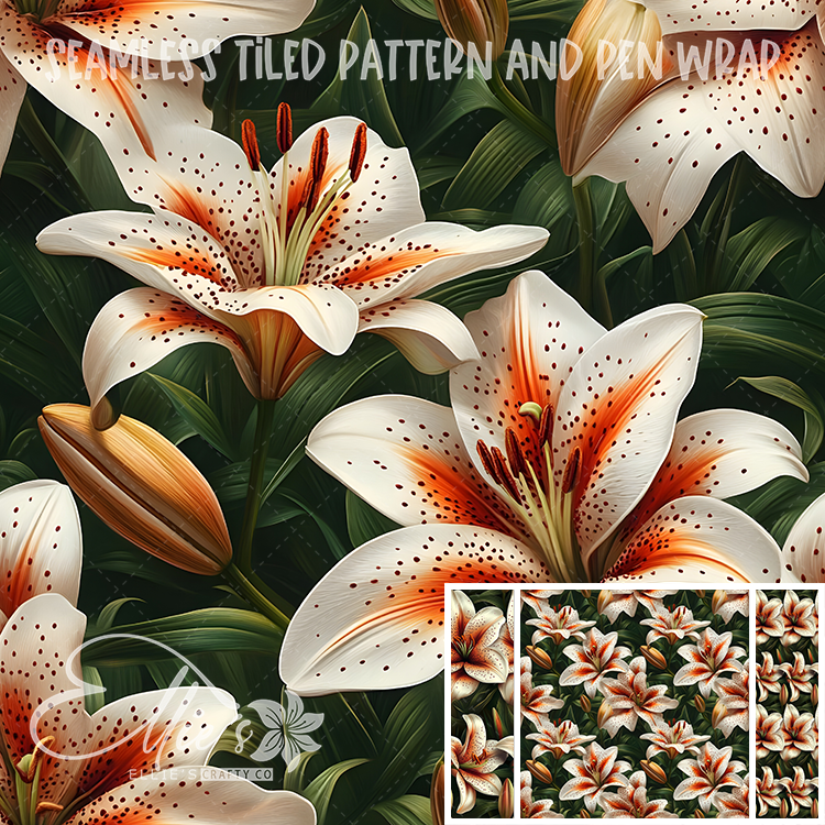 Floral 122 - Seamless Tiled Pattern Digital Images for Vinyl/Tumbler Wraps & Pen Wraps