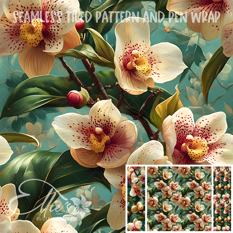 Floral 125 - Seamless Tiled Pattern Digital Images for Vinyl/Tumbler Wraps & Pen Wraps