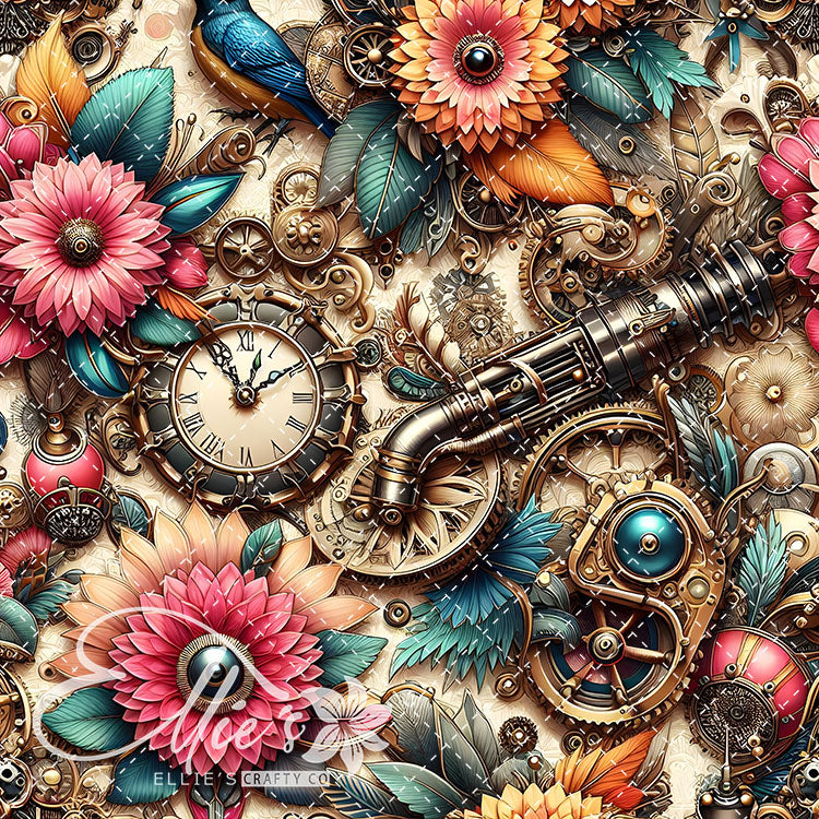 Steampunk Floral V2 20 Digital Images (Not Seamless)