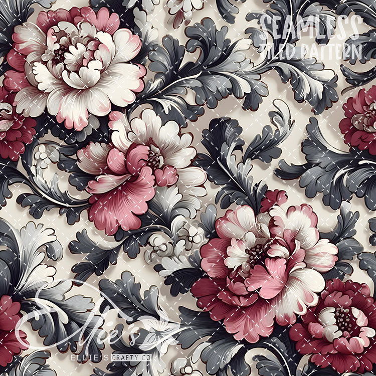 Rococo Blush - 15 Tiled Pattern Digital Images (Seamless)
