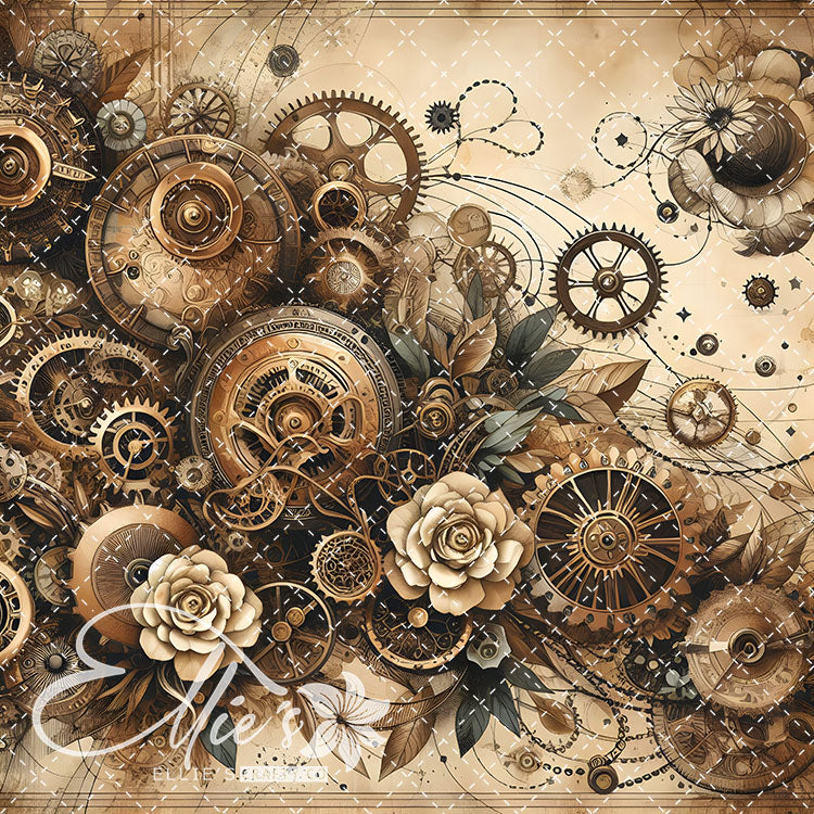 Steampunk Floral Antique V2 15 Digital Images (Not Seamless)