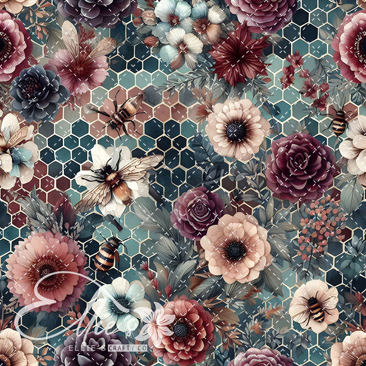 Floral Bees Colorful 22 Digital Images (Not Seamless)