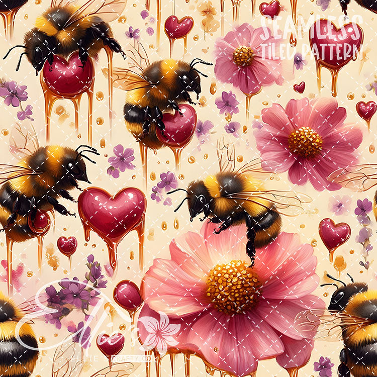 Bee Love Bundle 2 - 30 Tiled Pattern Digital Images (Seamless)