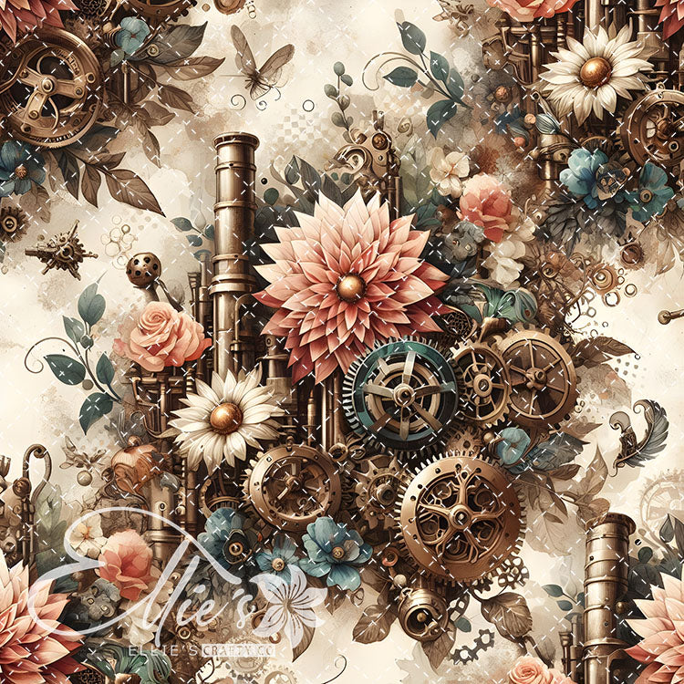 Steampunk Floral Antique V1 20 Digital Images (Not Seamless)