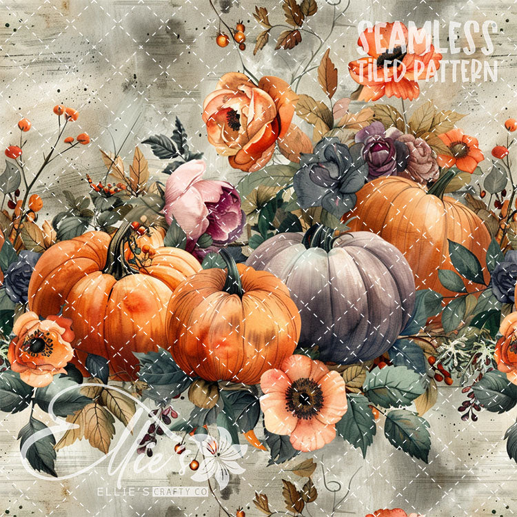 Watercolor Pumpkins Version 2 - 13 Tiled Pattern Digital Images (Seamless)