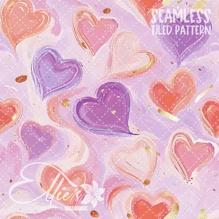 Pastel Hearts Valentines - 21 Tiled Pattern Digital Images (Seamless)