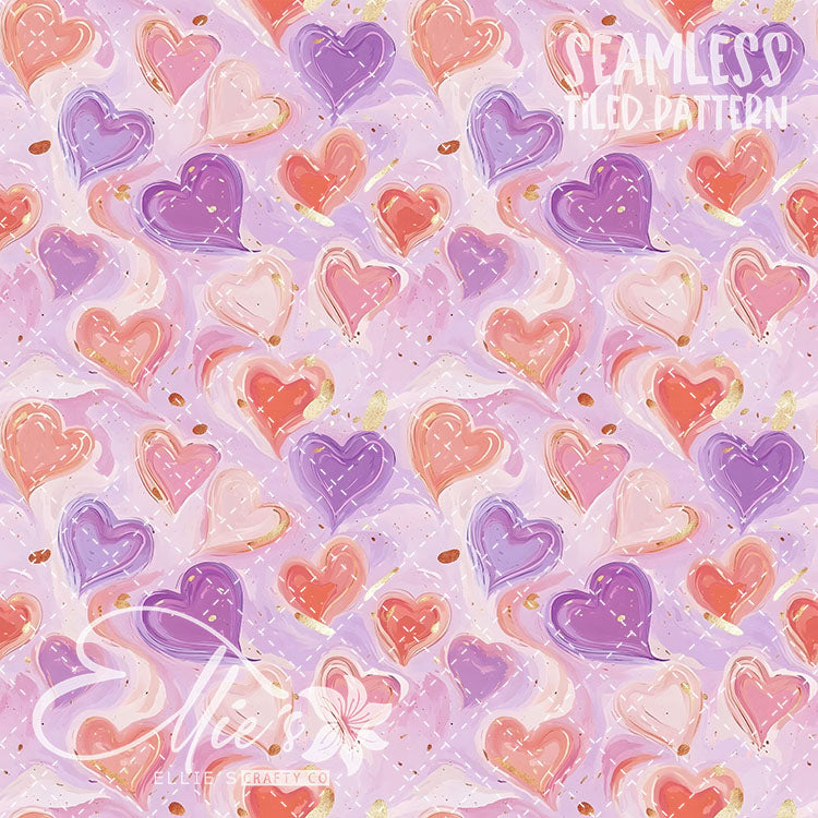 Pastel Hearts Valentines - 21 Tiled Pattern Digital Images (Seamless)