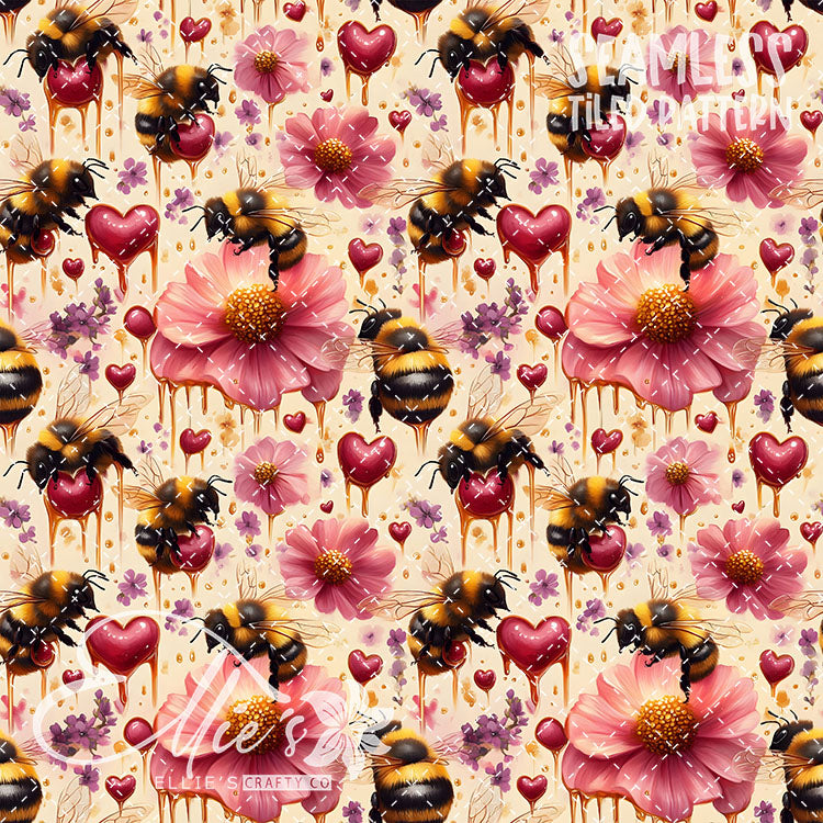 Bee Love Bundle 2 - 30 Tiled Pattern Digital Images (Seamless)