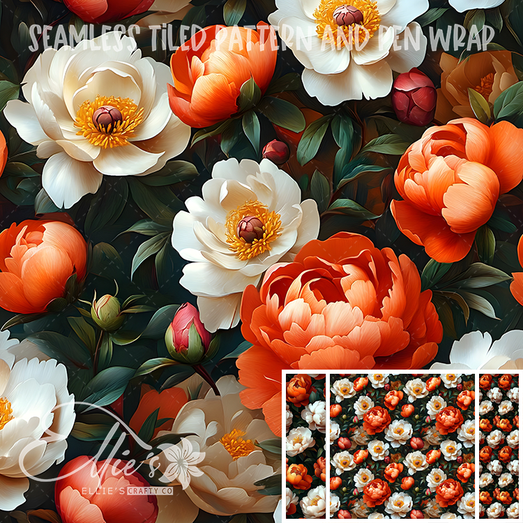 Floral 134 - Seamless Tiled Pattern Digital Images for Vinyl/Tumbler Wraps & Pen Wraps