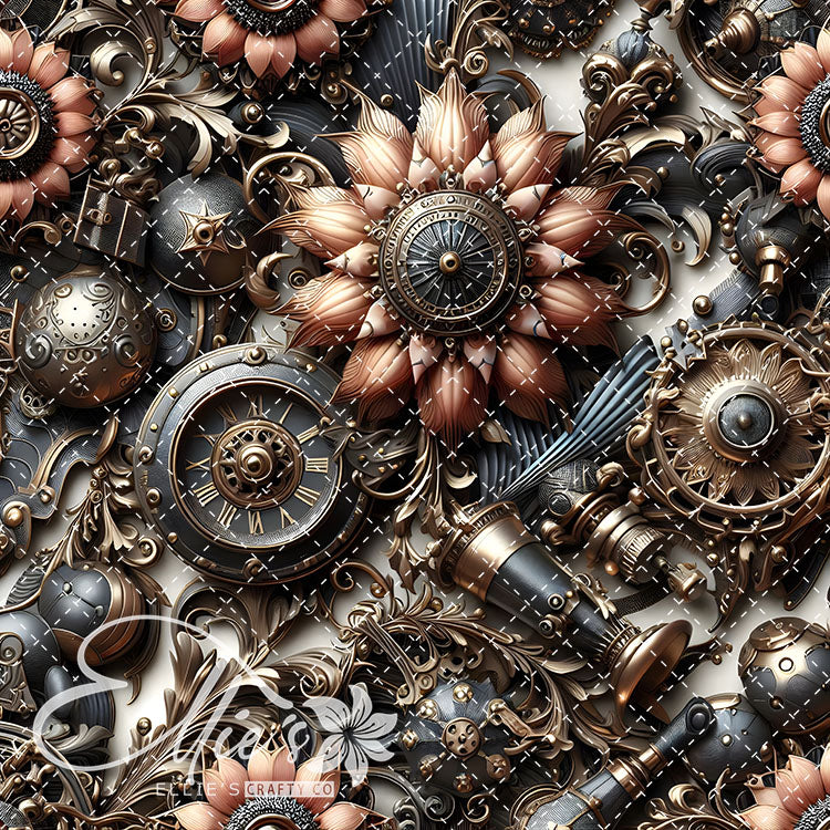 Steampunk Floral V1 22 Digital Images (Not Seamless)