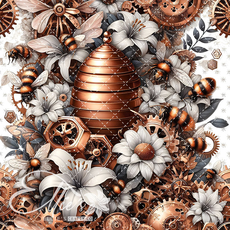 Steampunk Floral Bees V1 20 Digital Images (Not Seamless)
