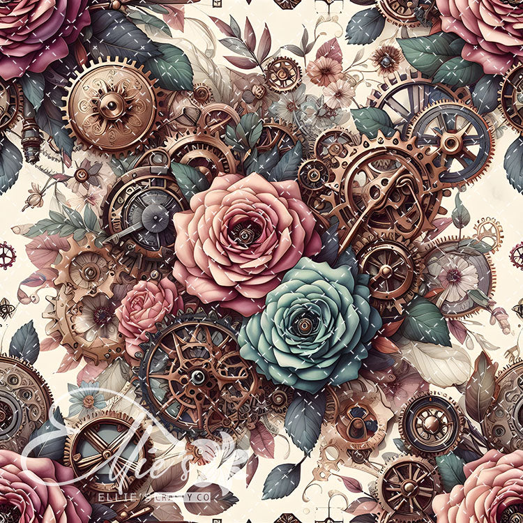 Steampunk Floral Antique V1 20 Digital Images (Not Seamless)