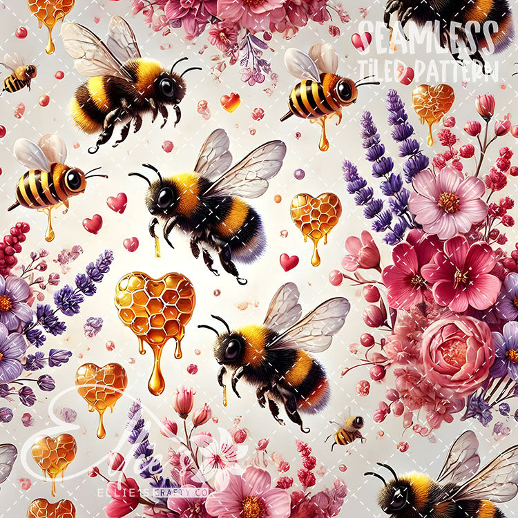 Bee Love Bundle 1 - 26 Tiled Pattern Digital Images (Seamless)