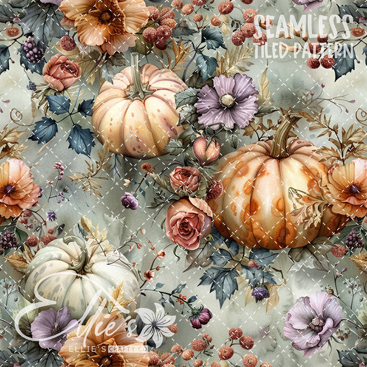 Watercolor Pumpkins Version 2 - 13 Tiled Pattern Digital Images (Seamless)