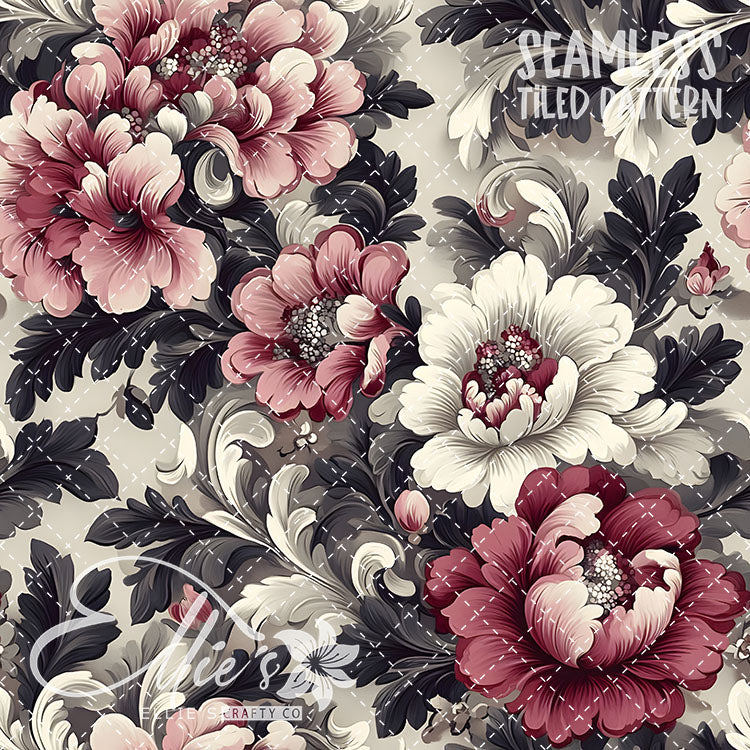 Rococo Blush - 15 Tiled Pattern Digital Images (Seamless)