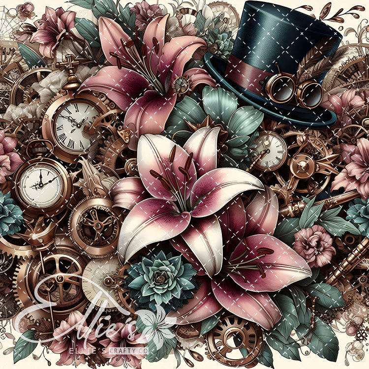 Steampunk Floral V2 20 Digital Images (Not Seamless)