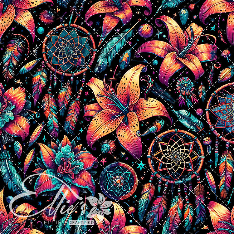 Floral Native American Neon Lilies 20 Digital Images (Not Seamless)