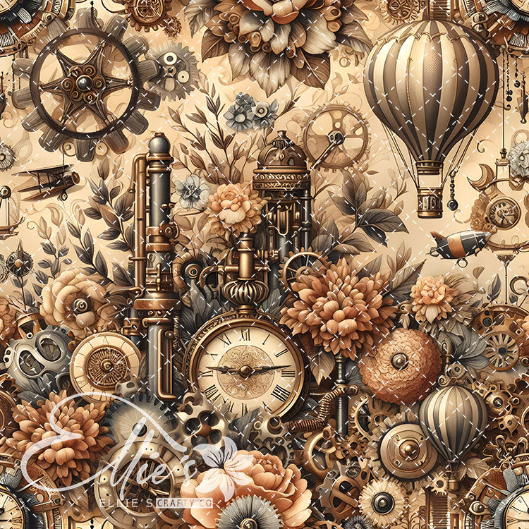 Steampunk Floral Antique V2 15 Digital Images (Not Seamless)
