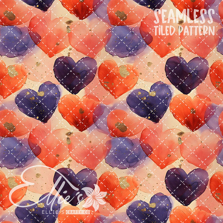 Pastel Hearts Valentines - 21 Tiled Pattern Digital Images (Seamless)