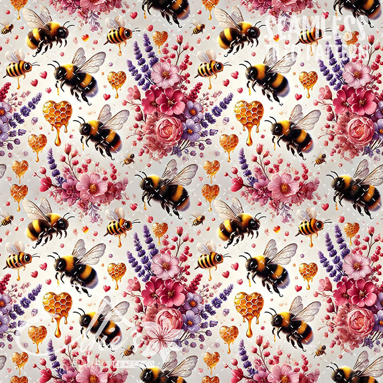 Bee Love Bundle 1 - 26 Tiled Pattern Digital Images (Seamless)