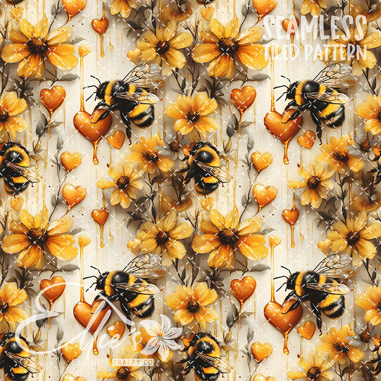 Bee Love Bundle 2 - 30 Tiled Pattern Digital Images (Seamless)