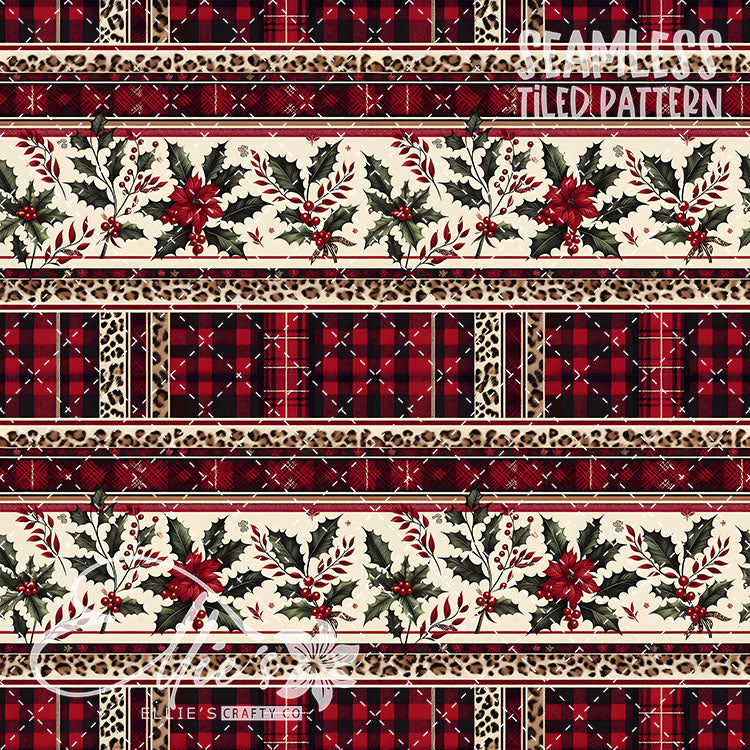 Leopard Christmas - 14 Tiled Pattern Digital Images (Seamless)