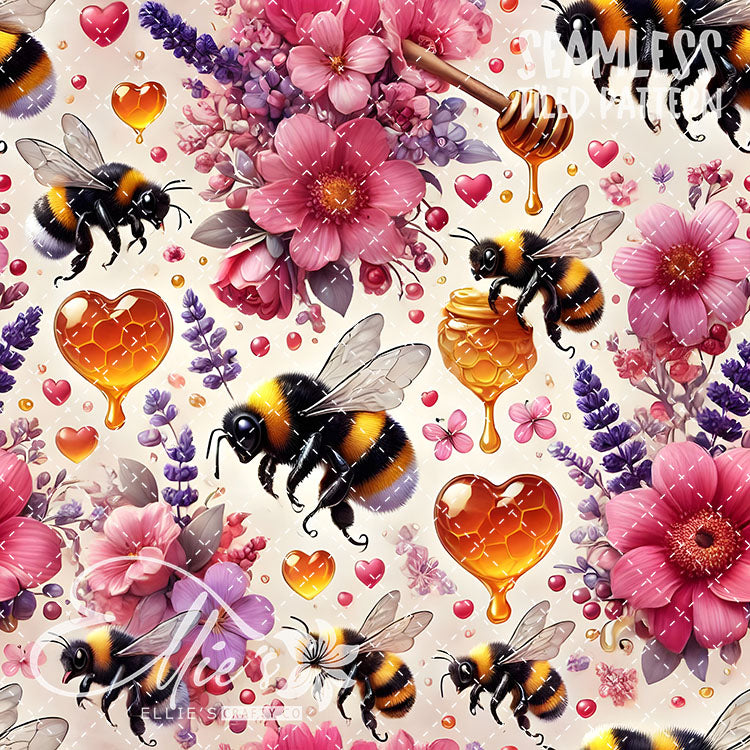 Bee Love Bundle 1 - 26 Tiled Pattern Digital Images (Seamless)