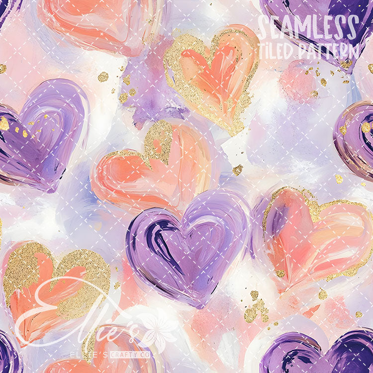 Pastel Hearts Valentines - 21 Tiled Pattern Digital Images (Seamless)